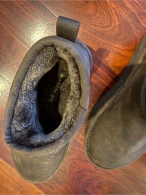 Madden Girl Black Faux Suede Fleece-Lined Ankle Booties with Pull Tab